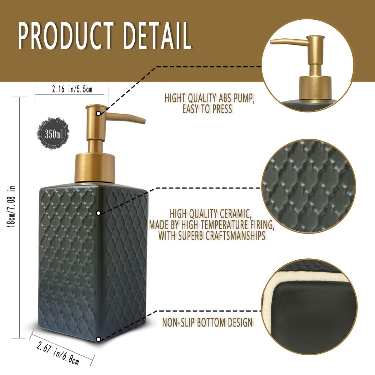Gold Soap Dispenser for Bathroom
