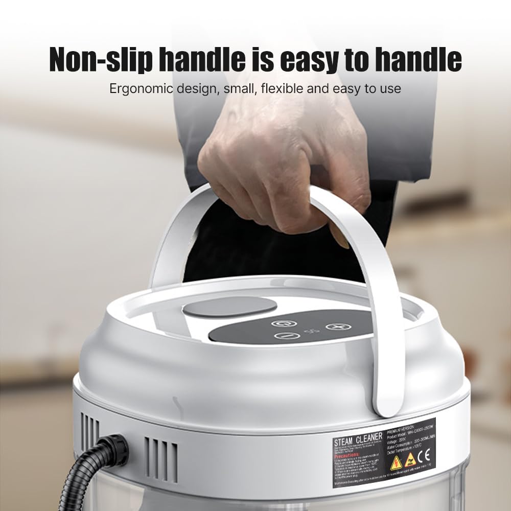 Pressurized Handheld Steam Cleaner with 3 Brushes and Extended Rod