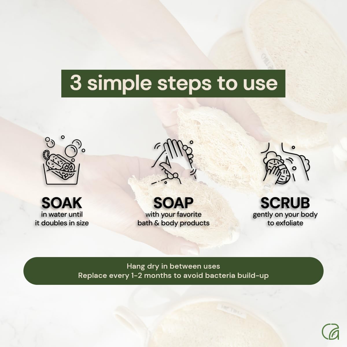 Green Glow All Natural Exfoliator Dual Sided Loofah Bath Sponge Set (2 Count)