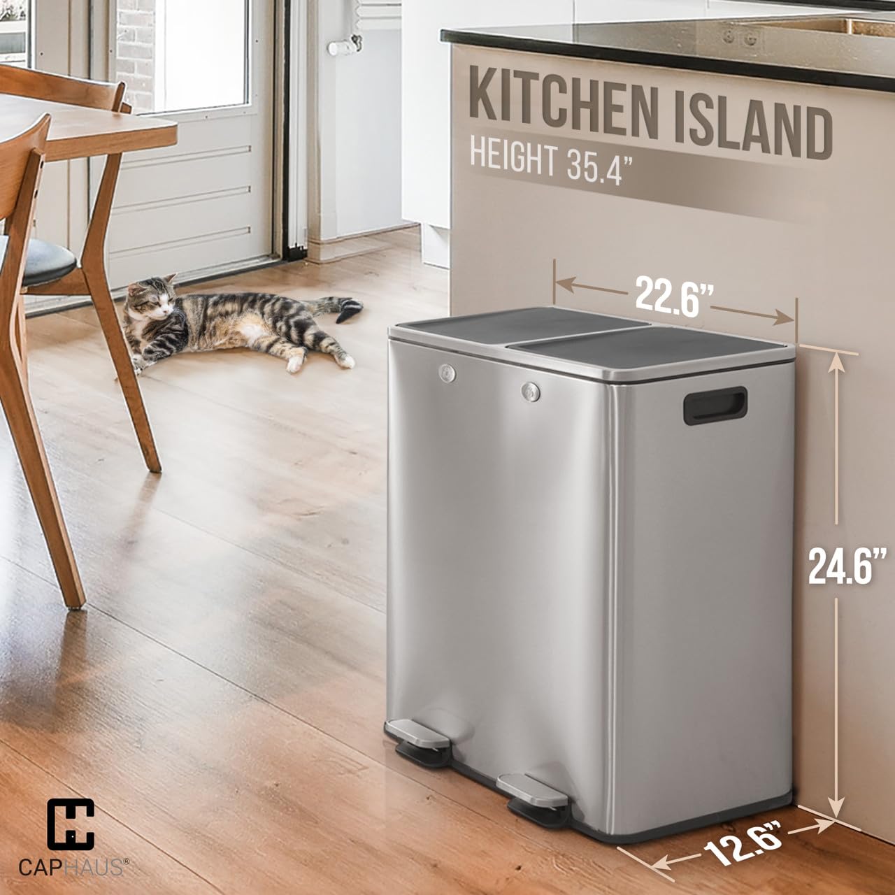 Dual Trash Can with Double Lid (2 Count)