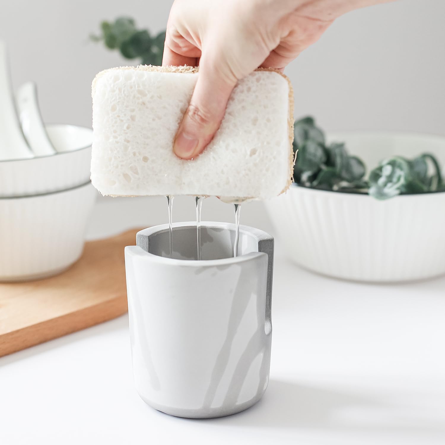 Diatomite Stoneware Sponge Holder & Sink Caddy