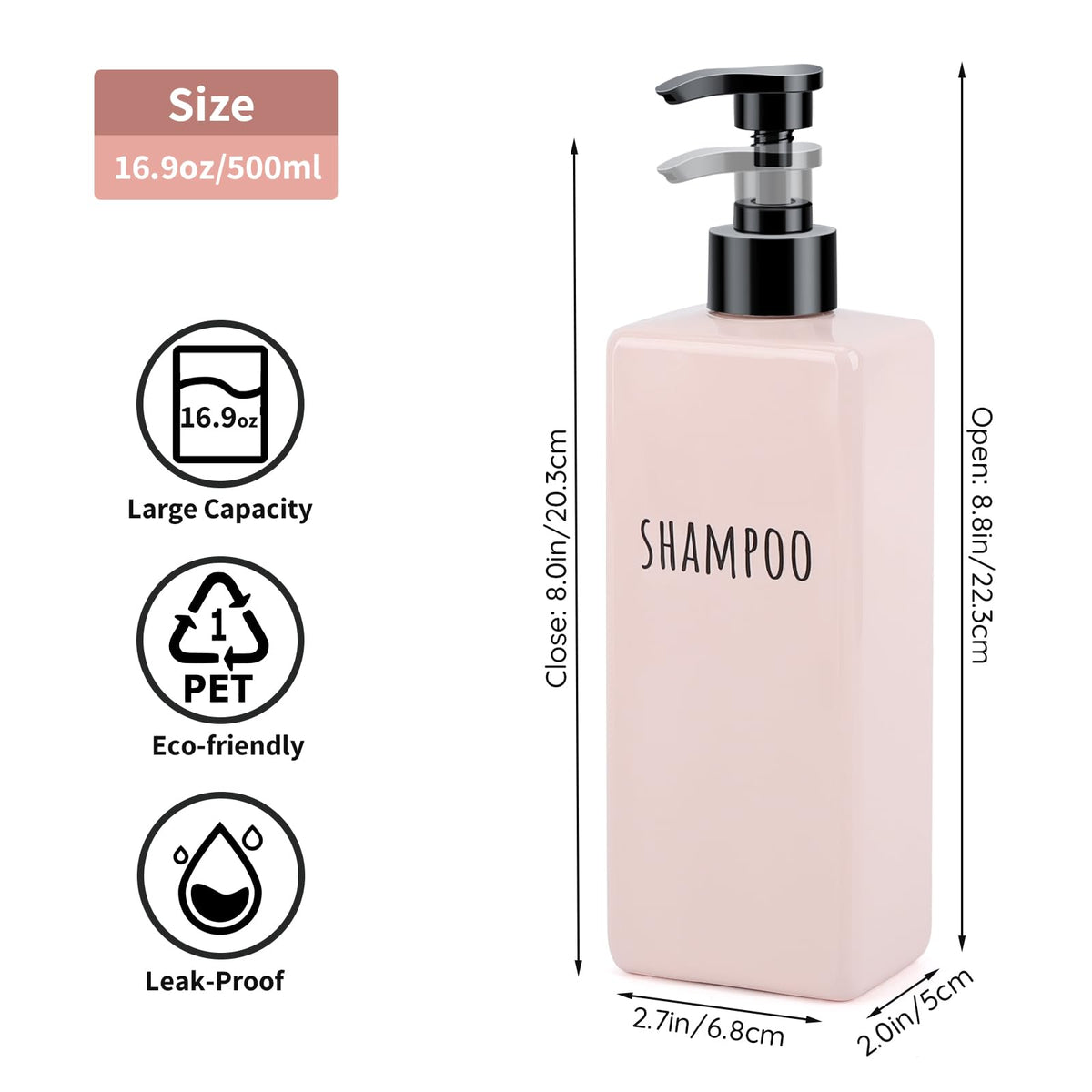 Refillable Shampoo and Conditioner Bottles (3 Count)