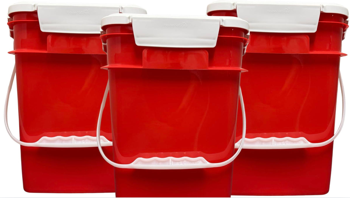 4 Gallon Square Food Grade Bucket Pail with Plastic Handles and Lid