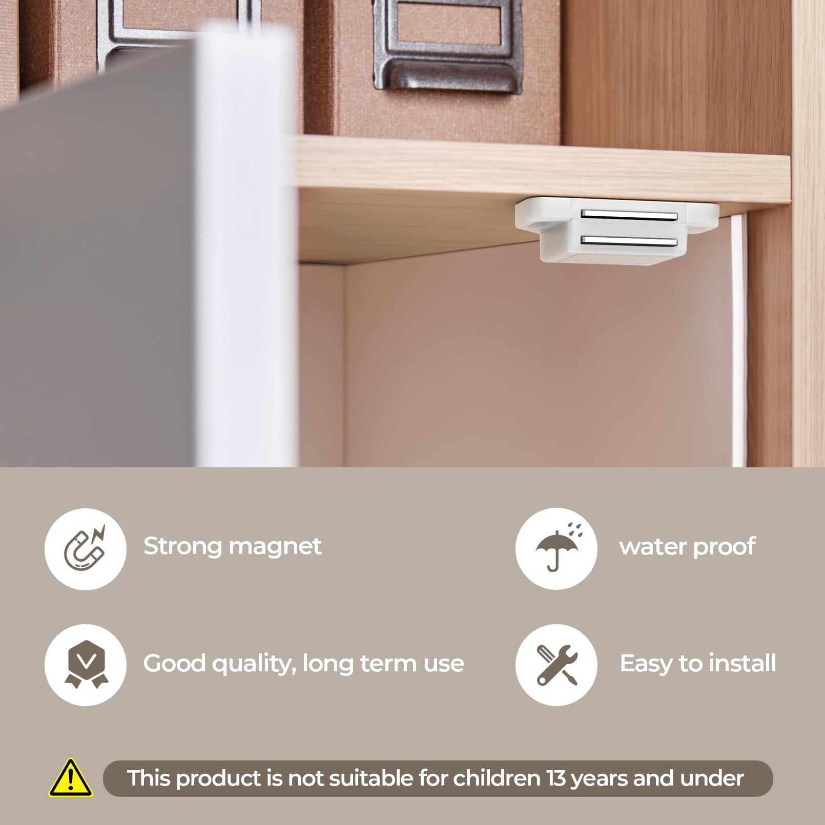 Cabinet Magnetic Catch Door Latch 25LB for Kitchen Drawer Magnets to Stay Closed Magnetic Catch Closet for Drawer（White 12 Pack）