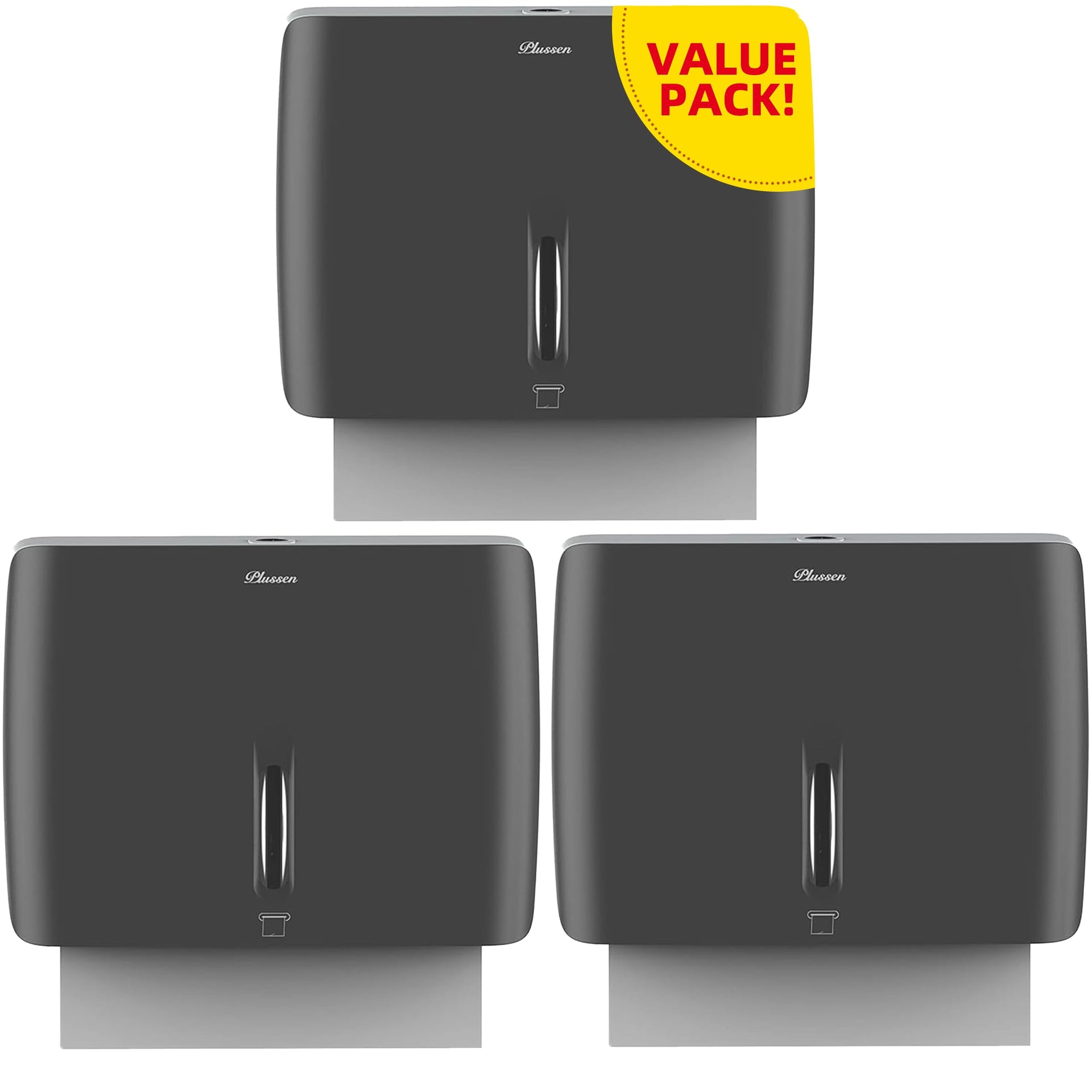 Trifold Paper Towel Dispenser Black Pearl Premium Grade 10⅞” Length X 8¼” High X 3¾” High for Traffic Areas (3 Count)
