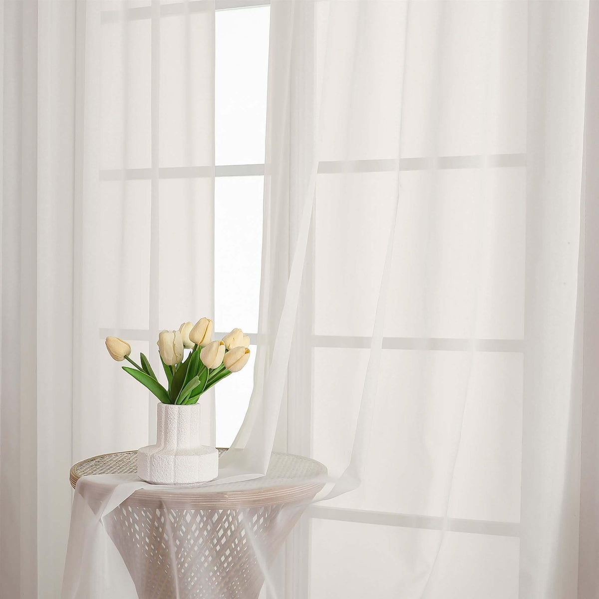 Ivory Sheer Curtains 68 Inch Length (2 Count)