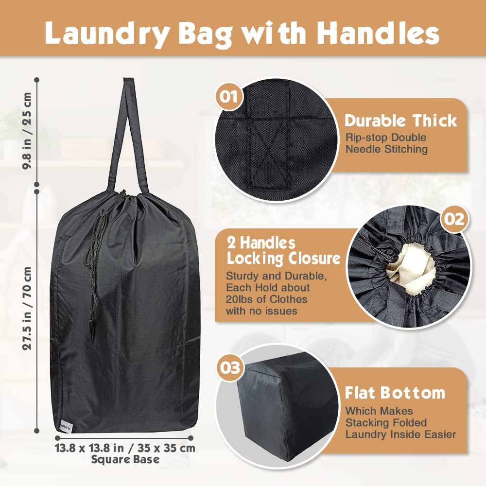 Washable Travel Laundry Bag with Handles and Drawstring (2 Count)