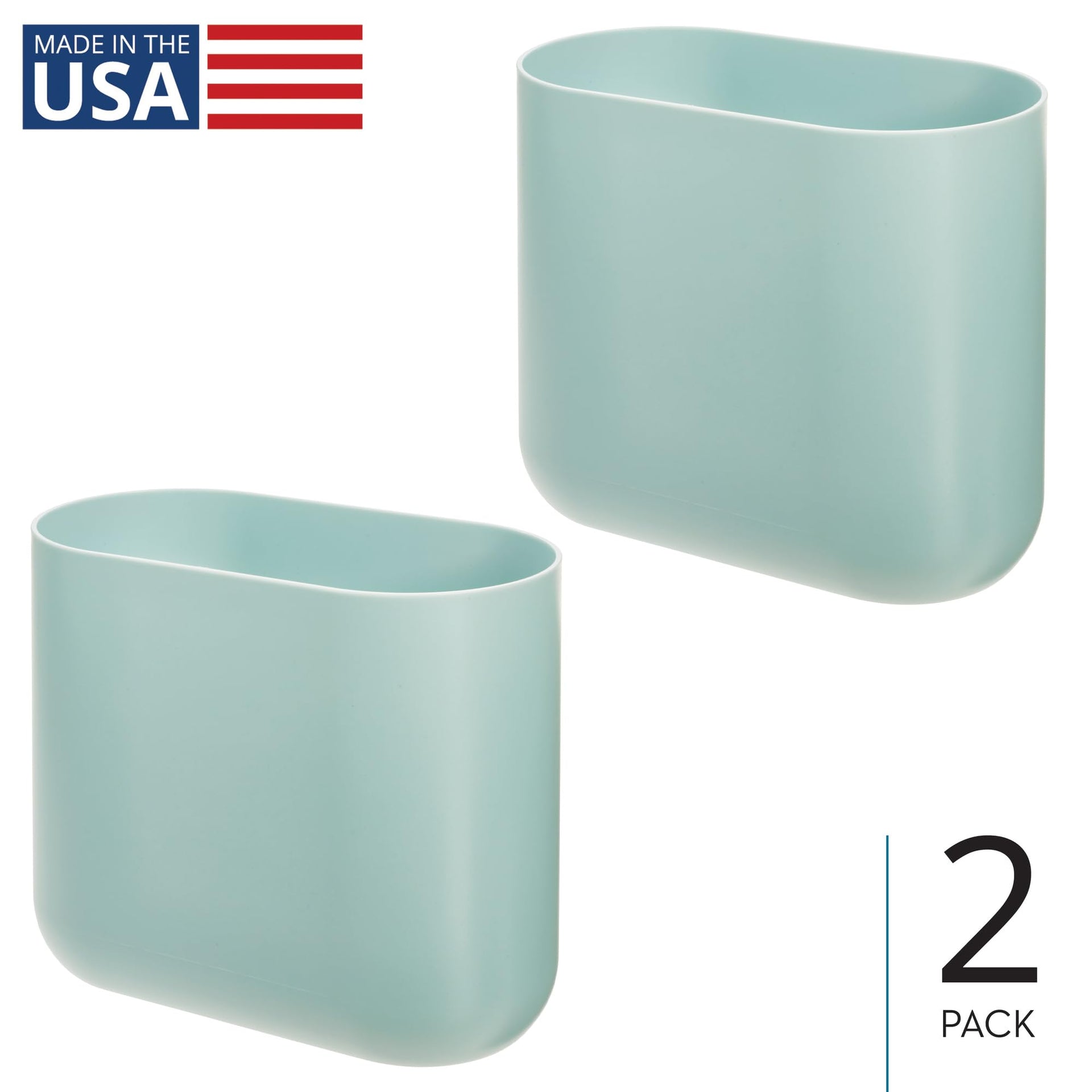 Small Slim Plastic Bathroom Trash Can (2 Count)