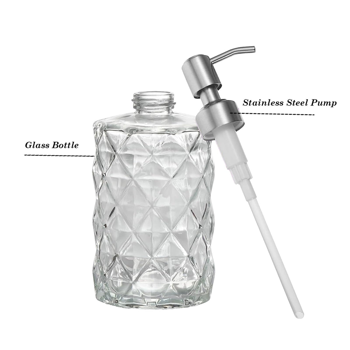 12Oz Clear Glass Soap Dispenser