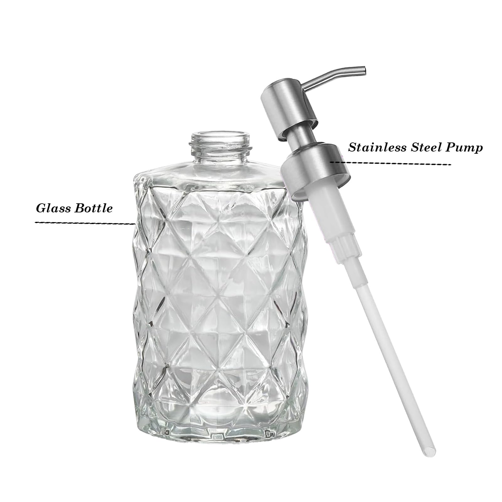 12Oz Clear Glass Soap Dispenser