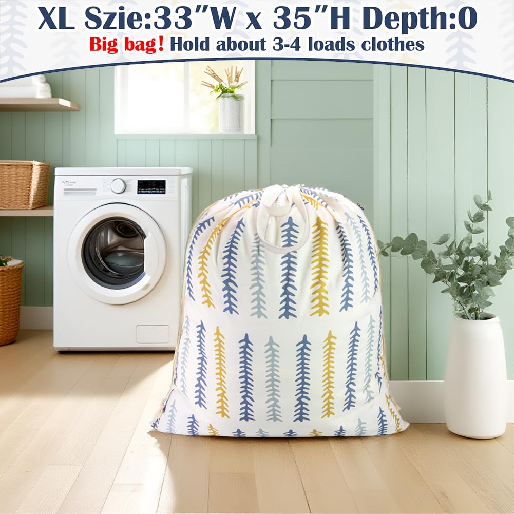 Thick Canvas Laundry Bag with Handles & Drawstring