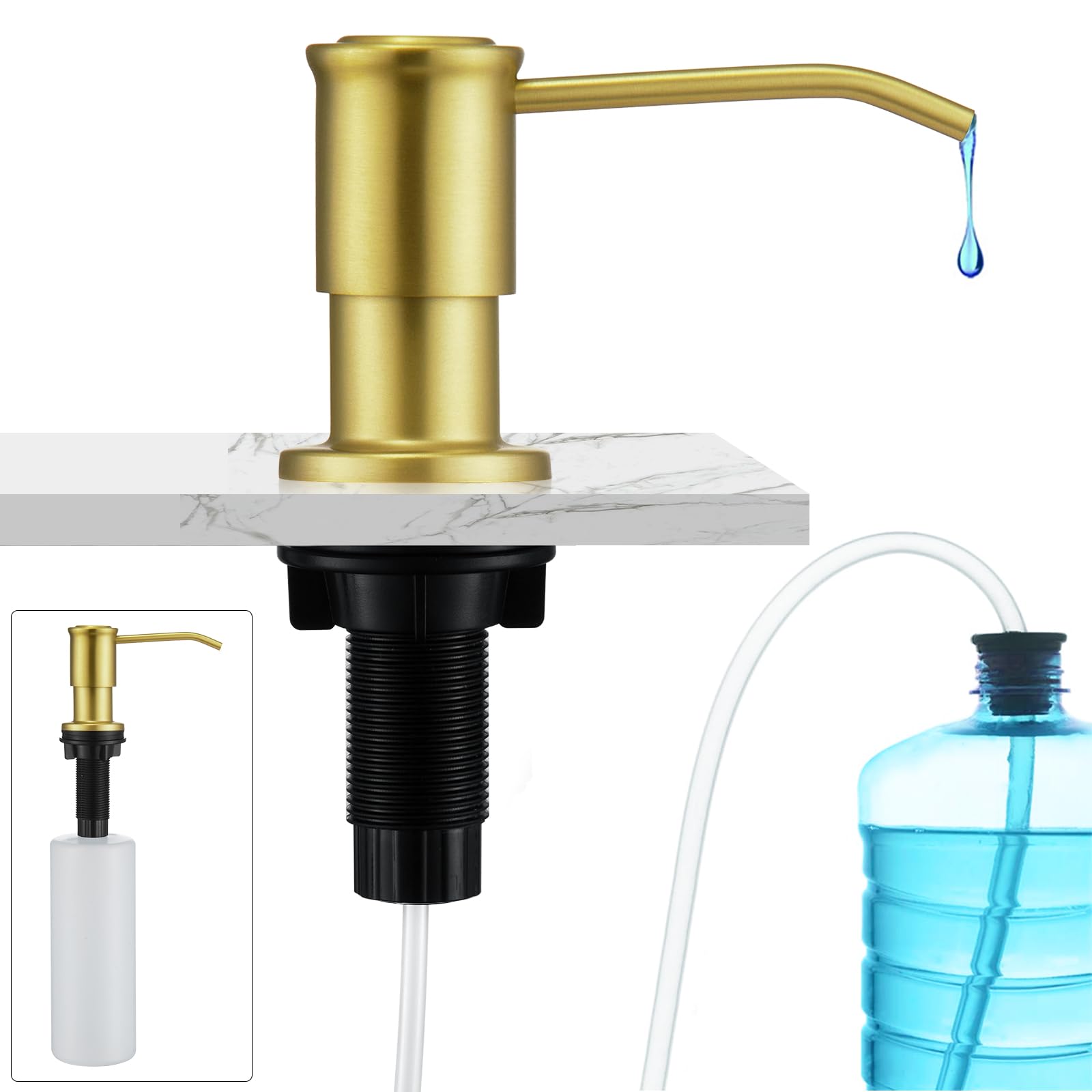 Brushed Gold Kitchen Soap Dispenser Countertop Soap Dispenser for Kitchen Sink