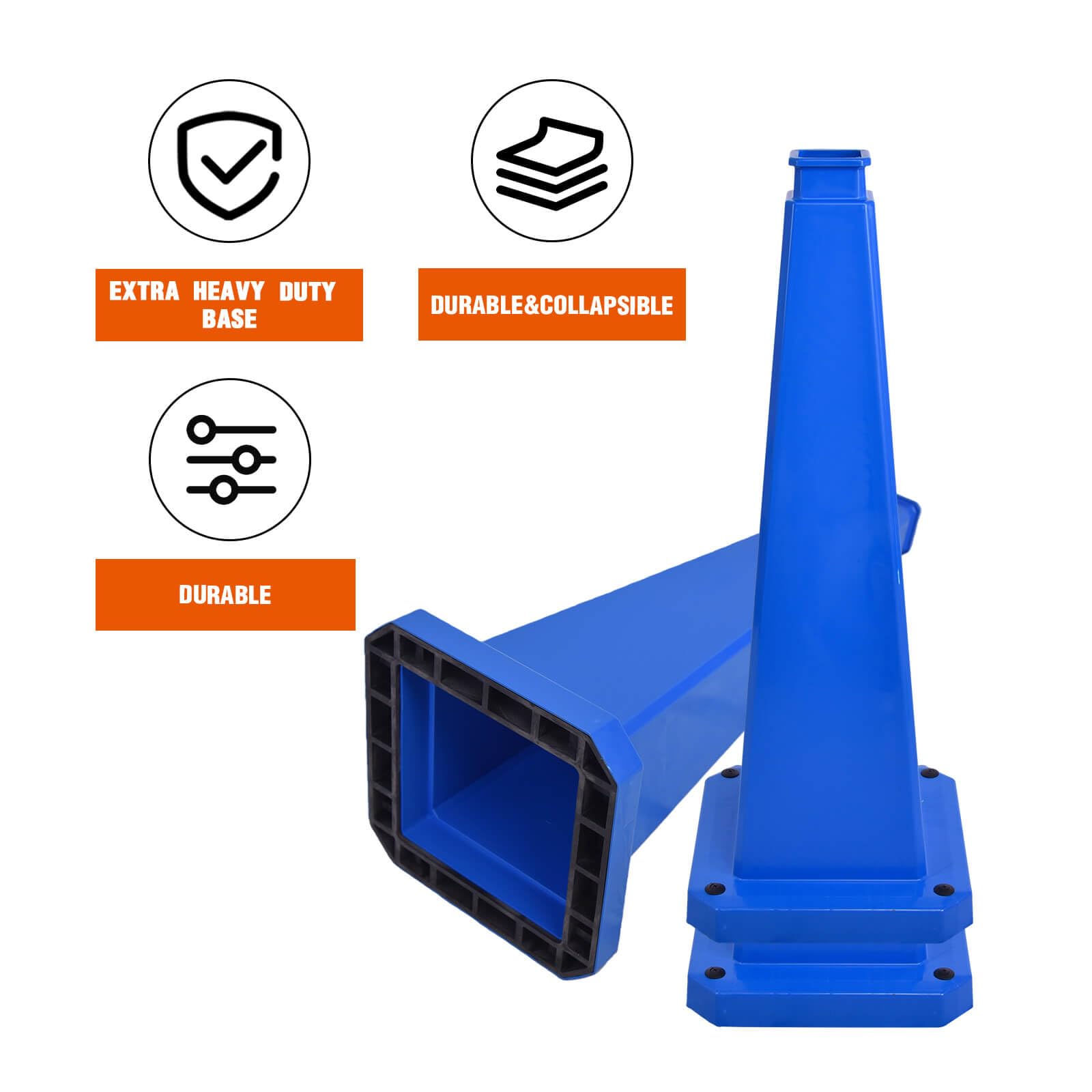 3 Pack 36 Inch Solid Blue Traffic Cone