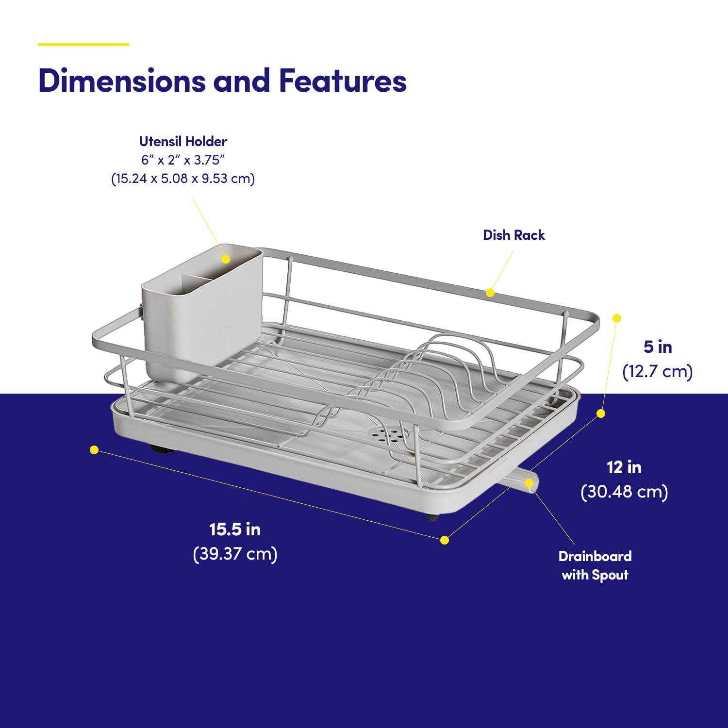 Dish Drying Rack 3 Piece Dish Drainer with Drainboard Set for Kitchen Counter
