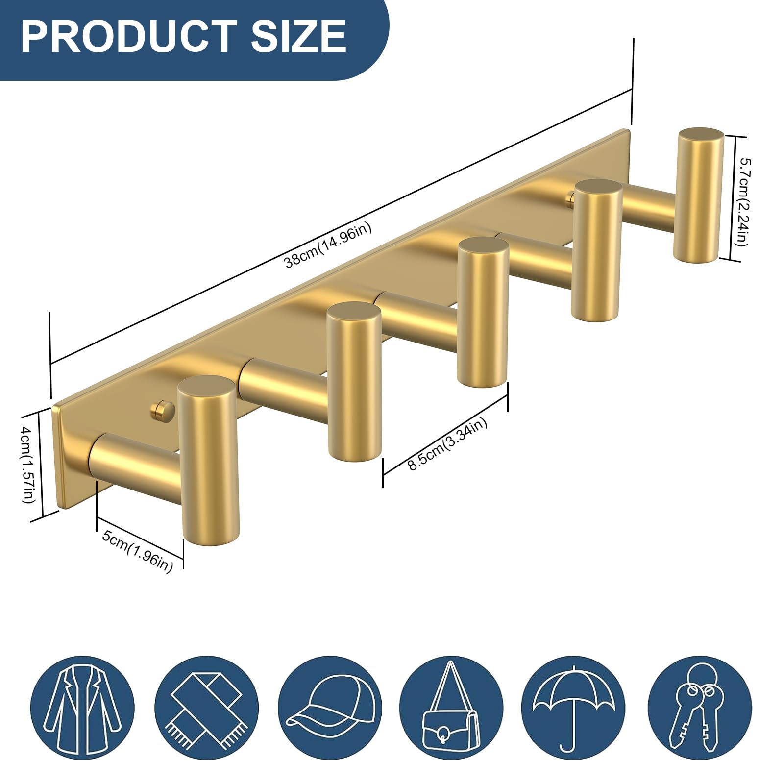 Gold Wall Mount Coat Rack