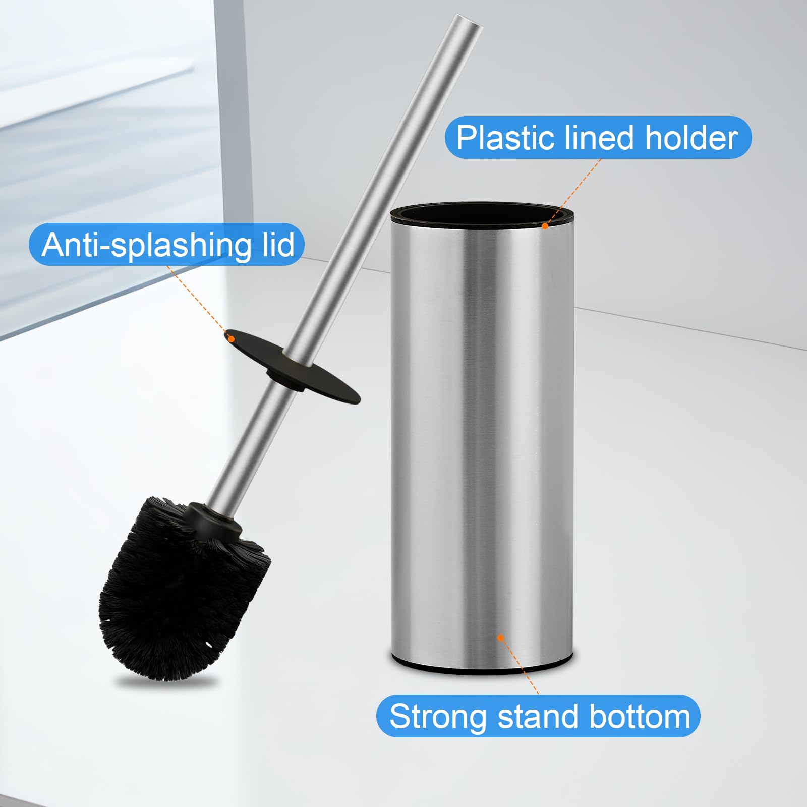 04 Stainless Steel Toilet Bowl Cleaner Brush and Holder Set