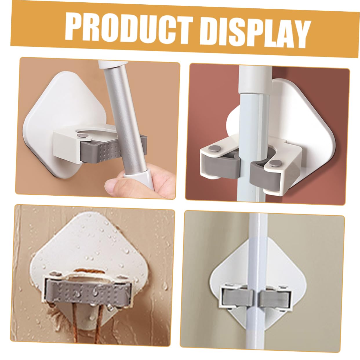 Mop Hanger Wall Mount Adhesive Broom Hooks Mop Bucket Wall Hooks for Cleaning Tools Easy Install