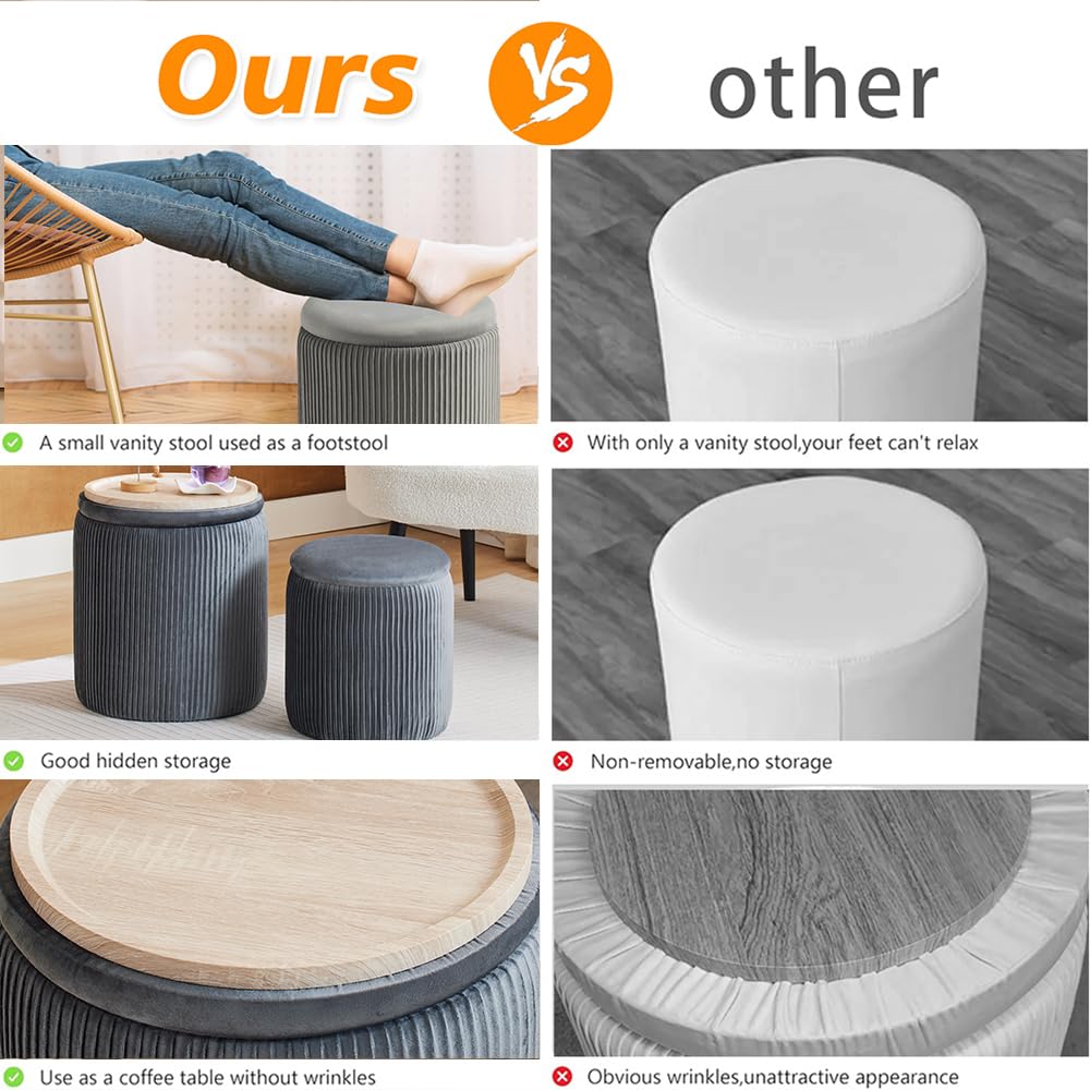 Set of 2 Round Storage Ottoman (2 Count)