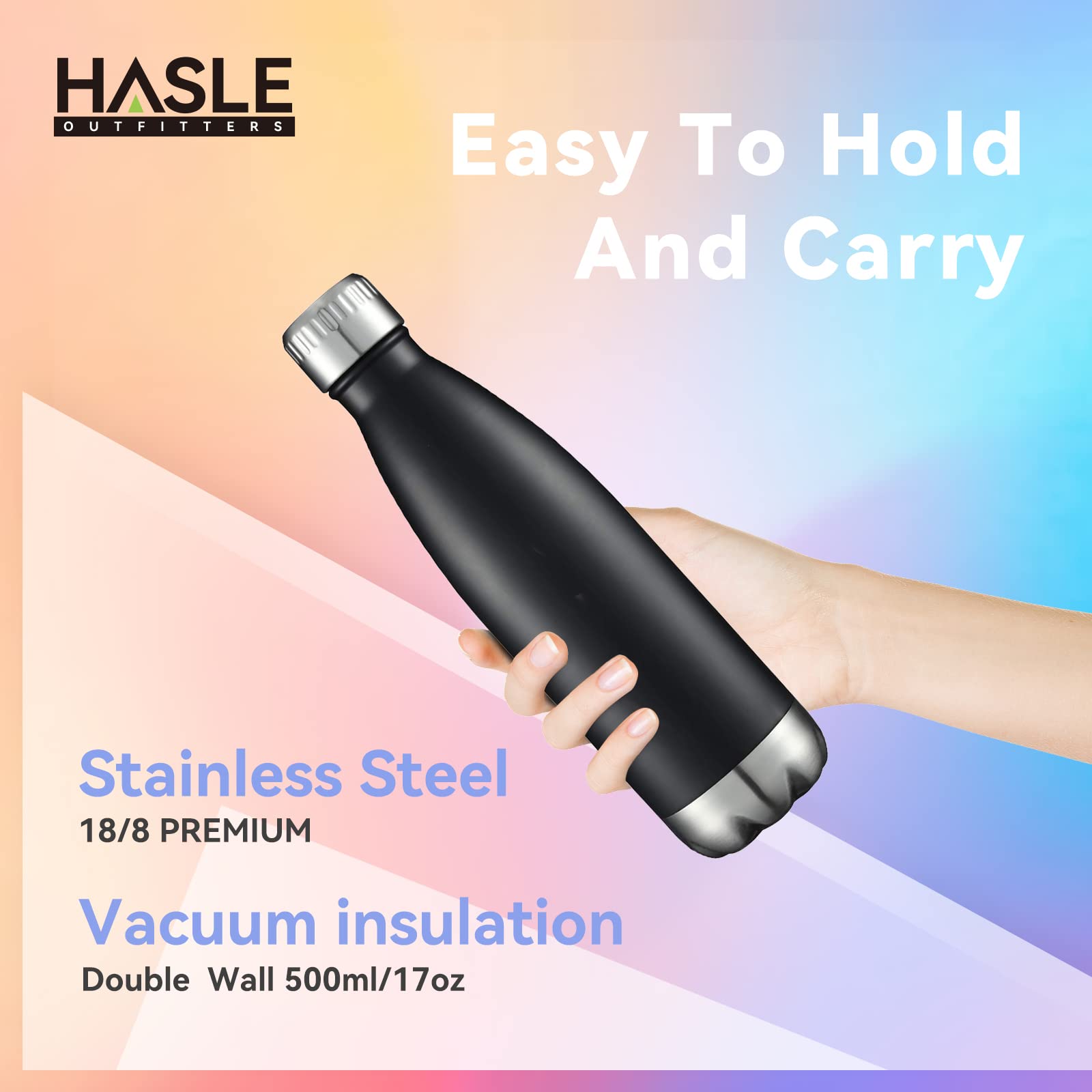 17oz Stainless Steel Water Bottles Bulk (8 Count)