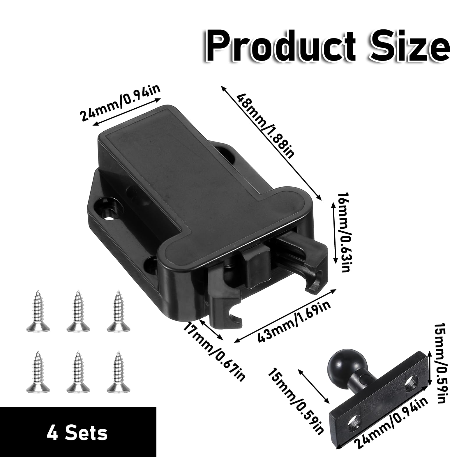 4Pack Push Latches for Cabinets (4 Count)
