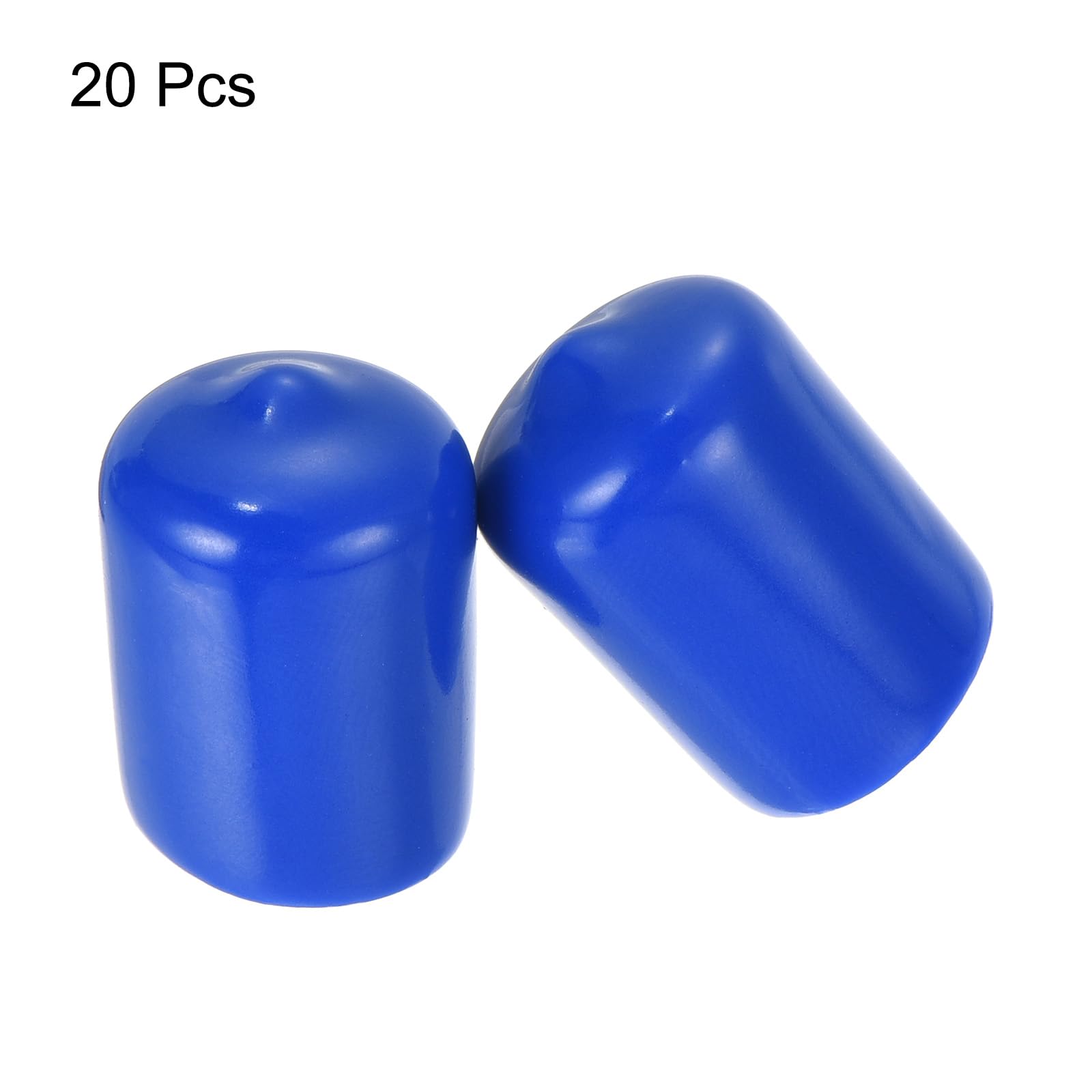 20pcs Rubber End Caps 15mm ID Vinyl Round Tube Bolt Cap Cover Screw Thread Protectors Blue