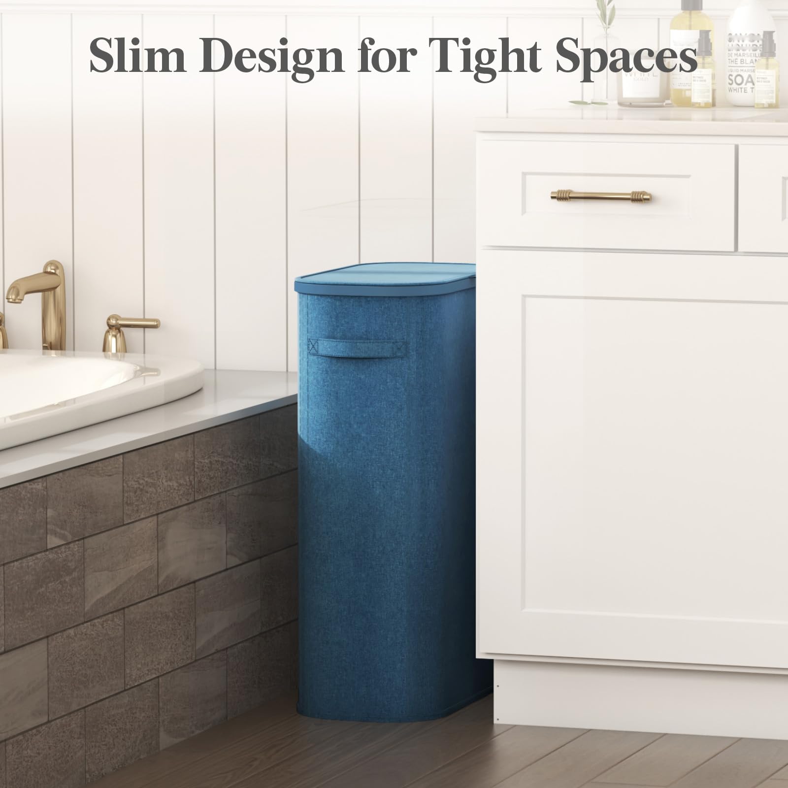 Slim Laundry Basket with Lid and Removable Bag