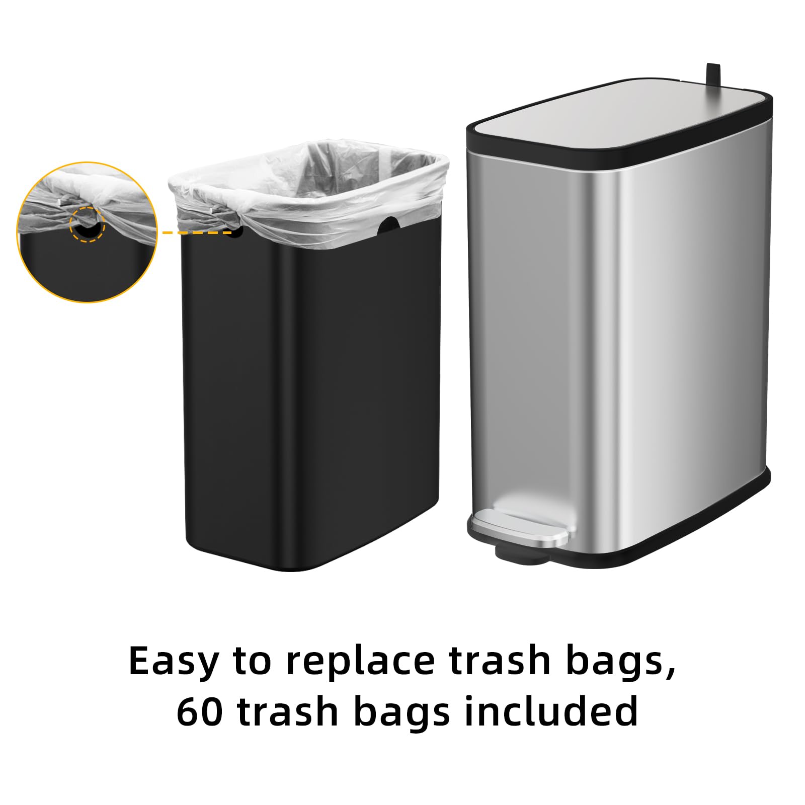 Stainless Steel Bathroom Trash Can with Lid Soft Close