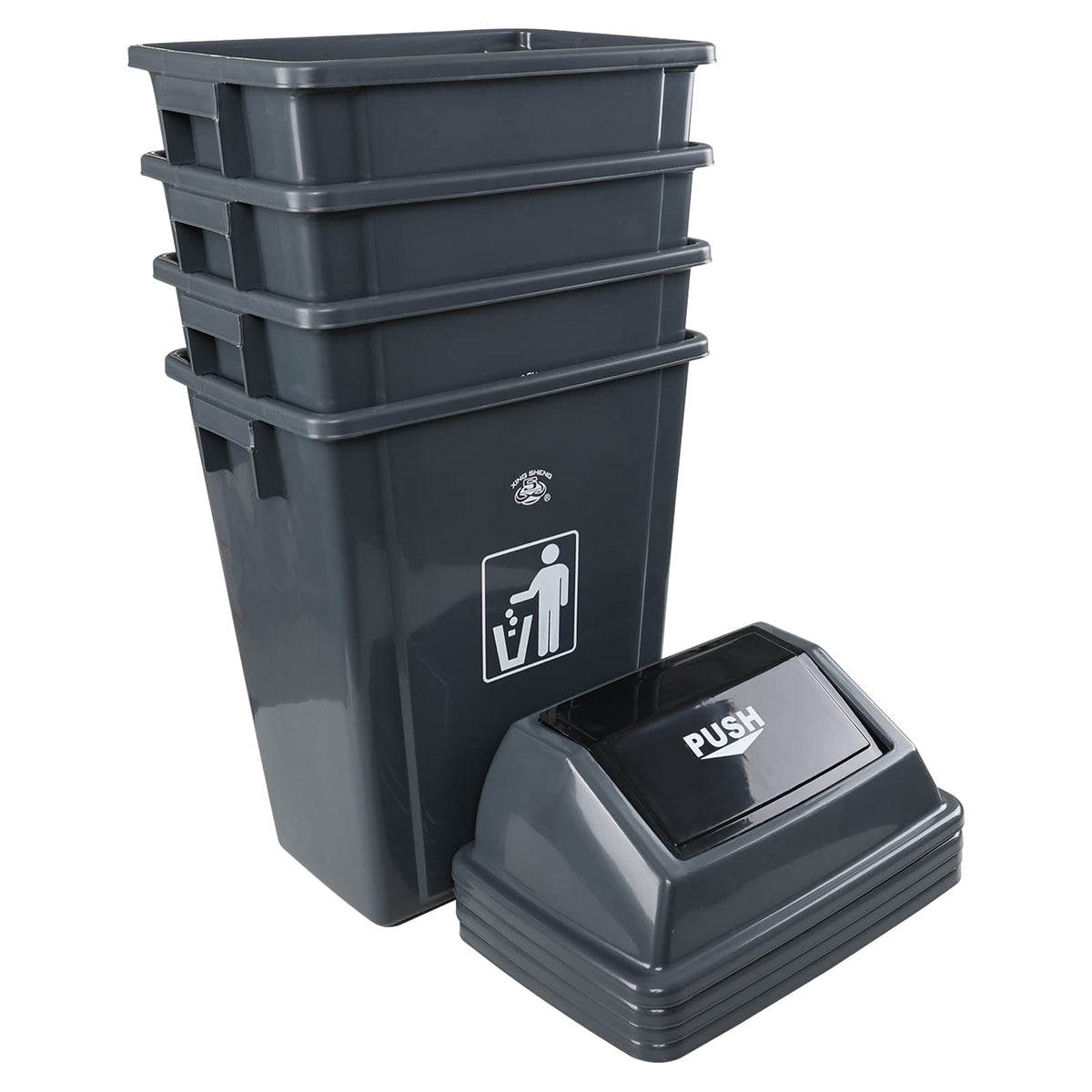4 Pack 13 Gallon Trash Can (4 Count)