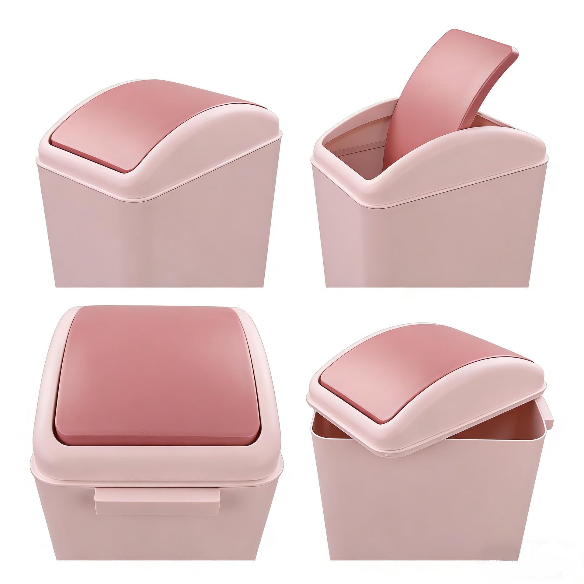 4.5 Gallon Pink Plastic Waste Can with Swing Lid