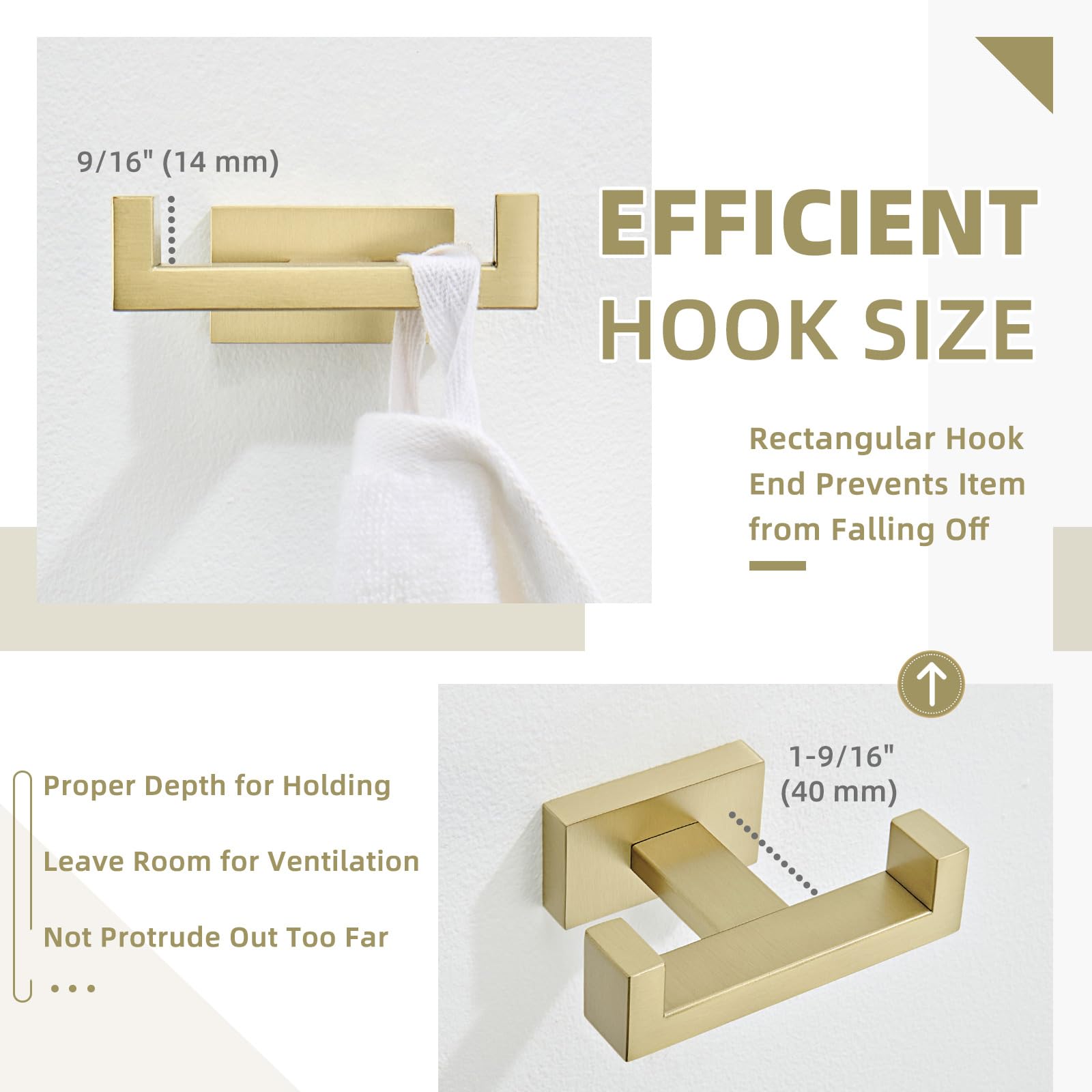 Double Towel Hook Brushed Gold