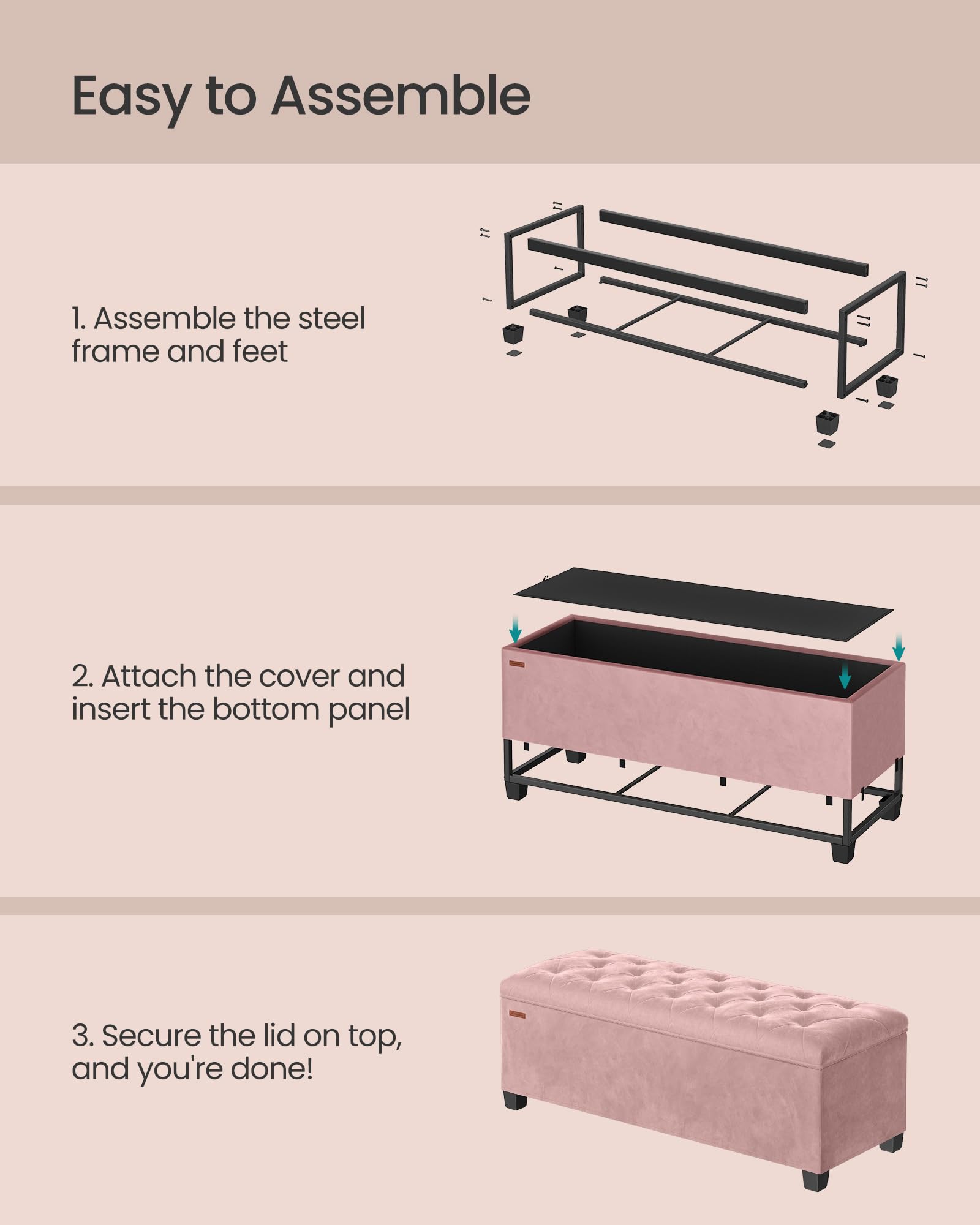 Velvet Storage Ottoman Bench
