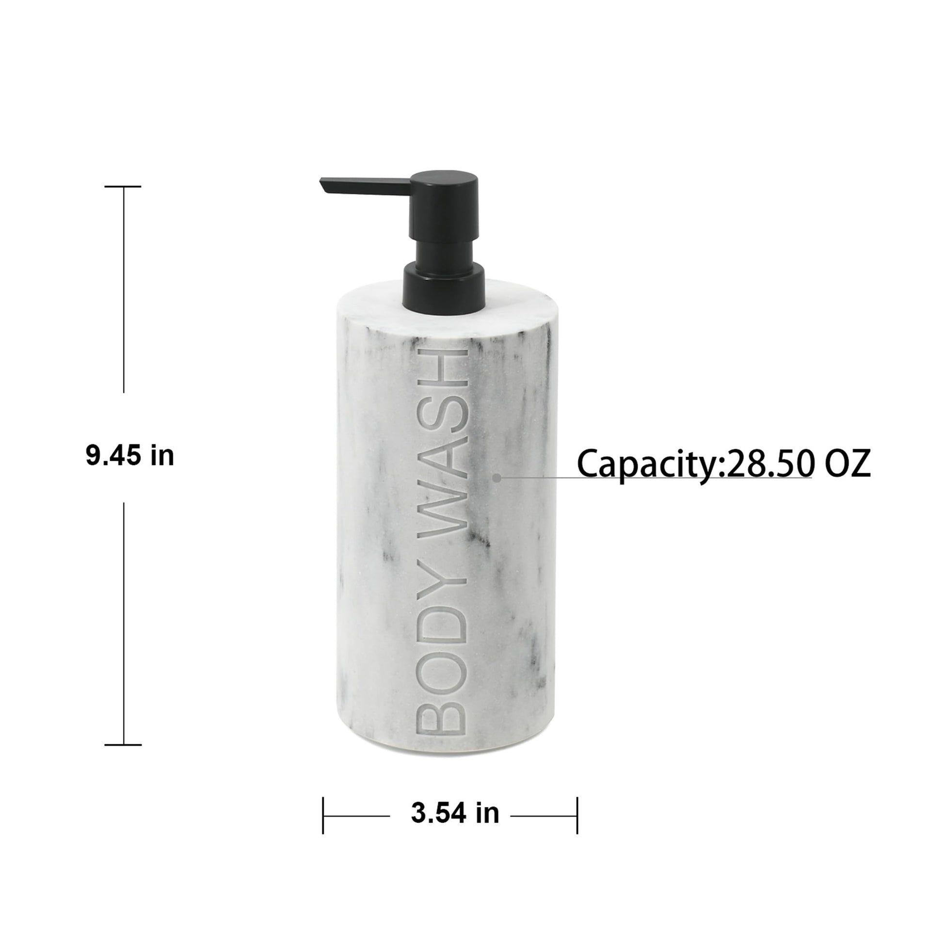 Resin White Marbled Body Wash Engraved Bottle Refillable Pump Dispenser