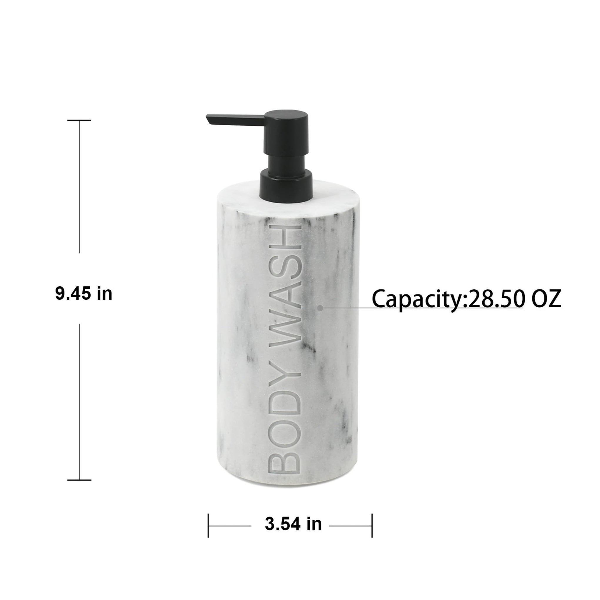 Resin White Marbled Body Wash Engraved Bottle Refillable Pump Dispenser