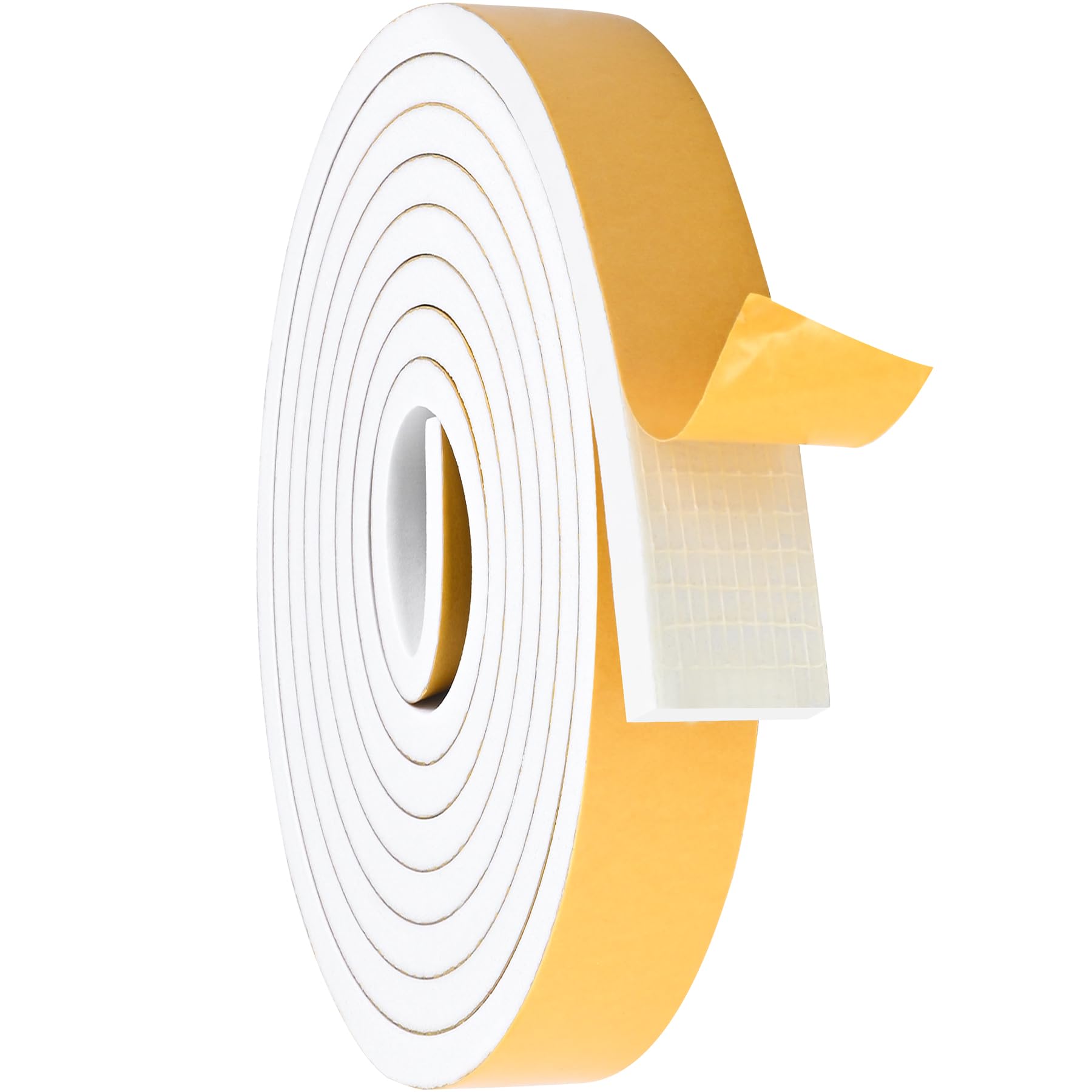 White Door Window Weather Stripping Self Adhesive Foam Tape High Density Foam Sealing Strip Window Insulation Weatherproof Gasket Tape for Doors and Windows (13 Foot)