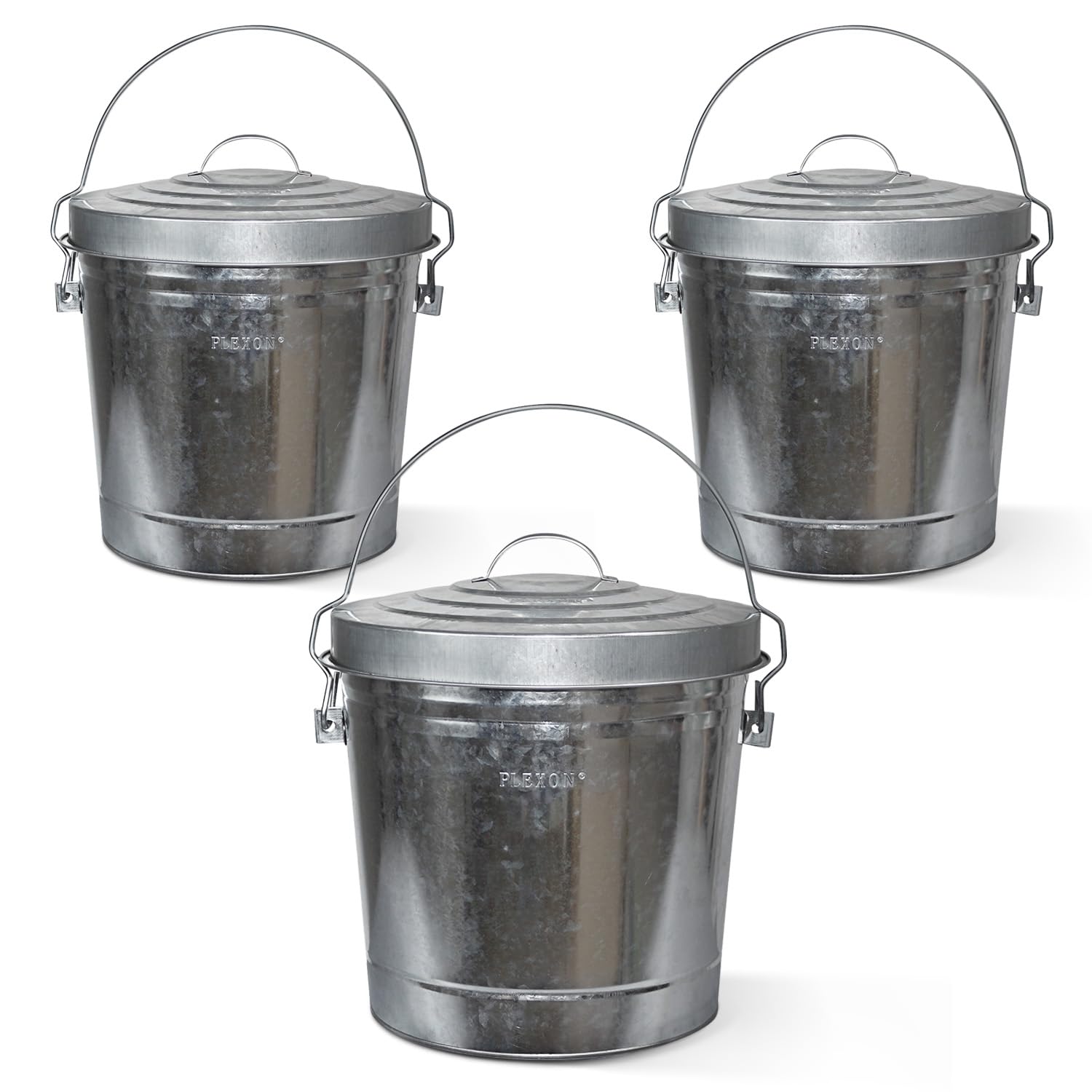 6 Gallon Small Metal Trash Can with Locking Lid Galvanized Metal Bucket for Poultry Feed Bird Seed Storage Ash Outside Garbage Can with Lid