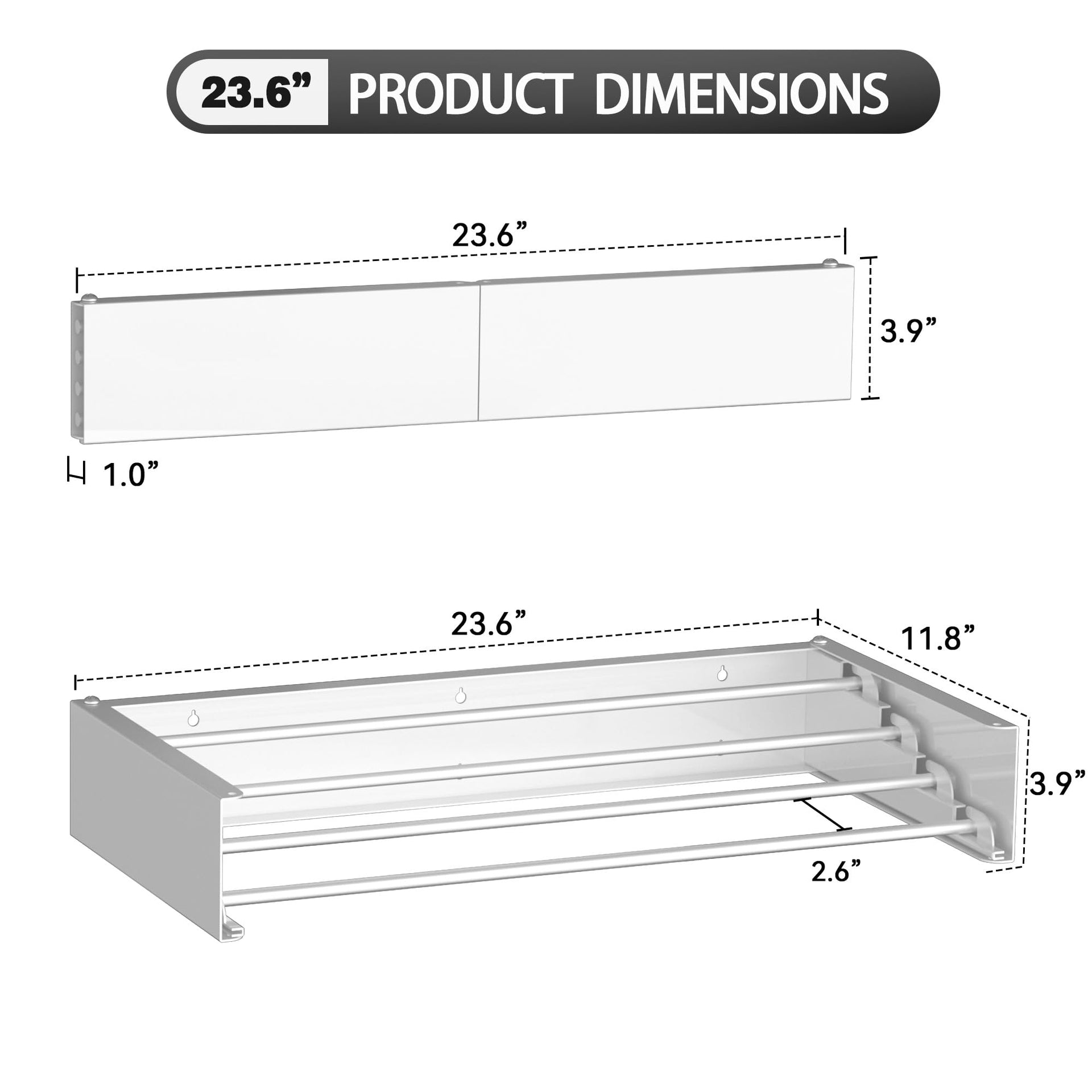 Laundry Drying Rack Wall Mounted Clothes Drying Rack White
