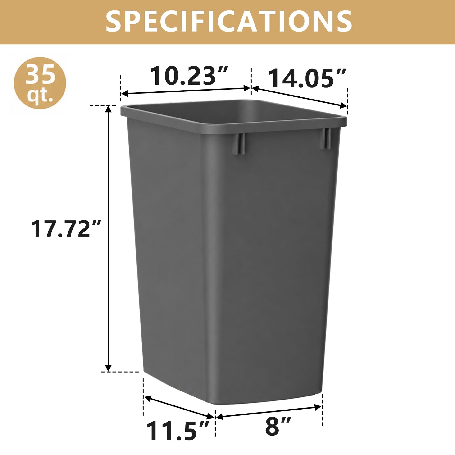 35QT Kitchen Trash Can (2 Count)