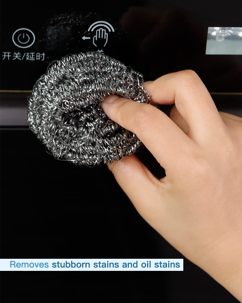 12Pcs Steel Wool Scrubber Pads for Cleaning Dishes (12 Count)