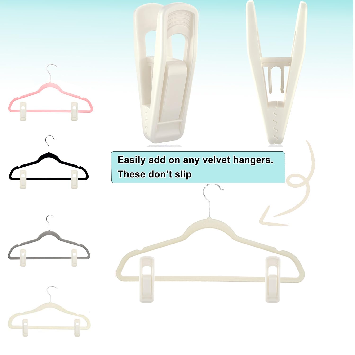Hanger Clips Perfect for Velvet Hangers (20 Count)