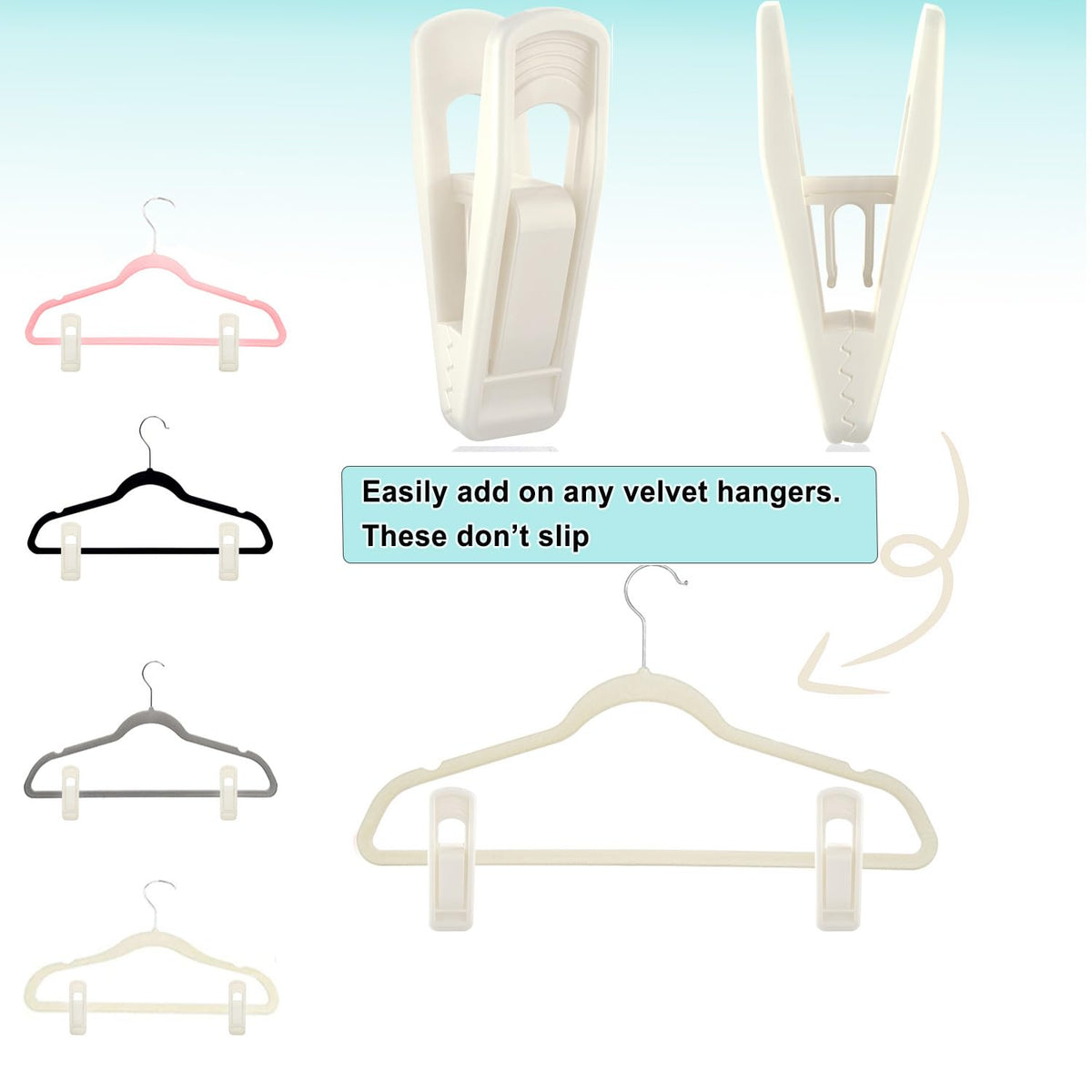 Hanger Clips for Velvet Hangers (40 Count)