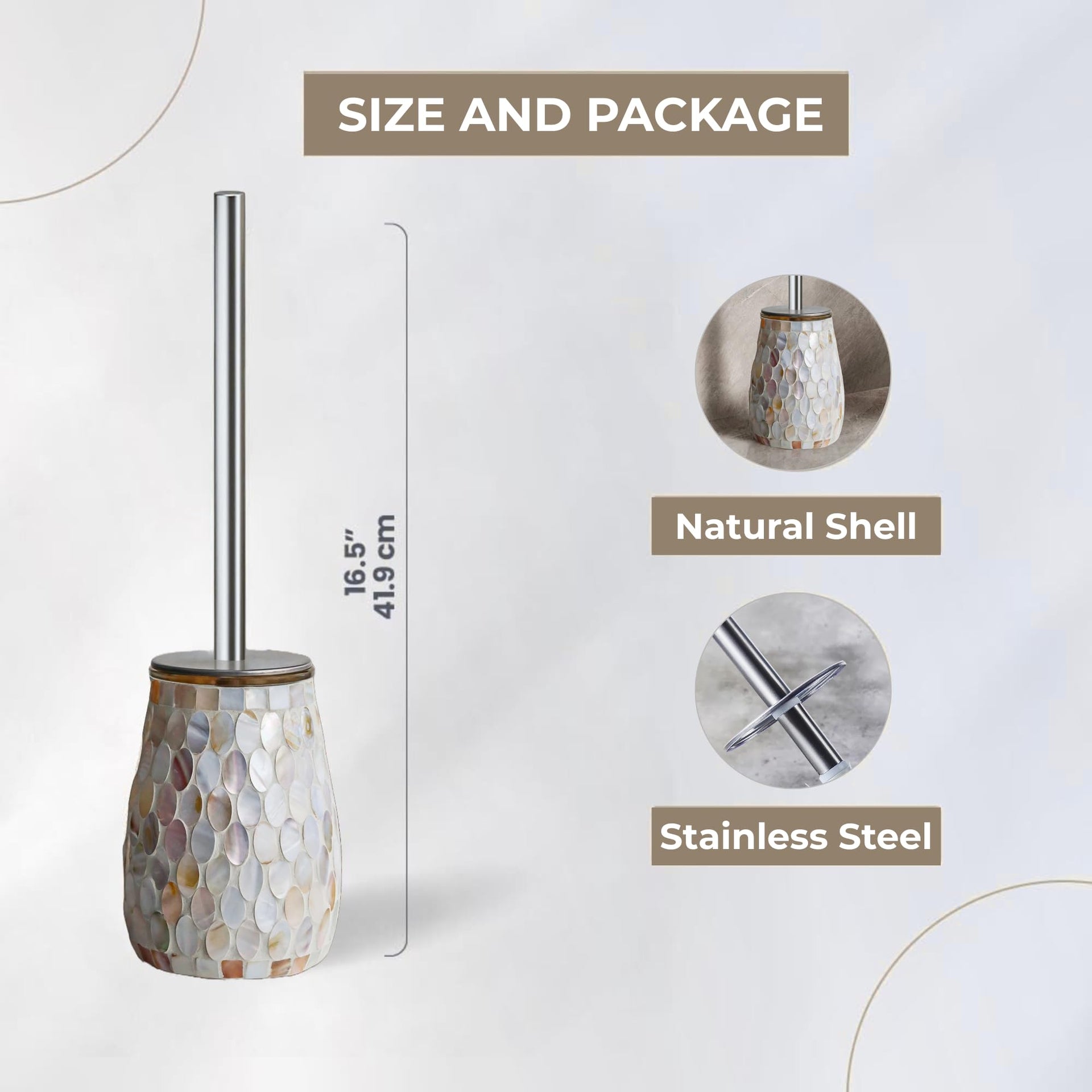 Natural Shell Toilet Brush and Holder Set