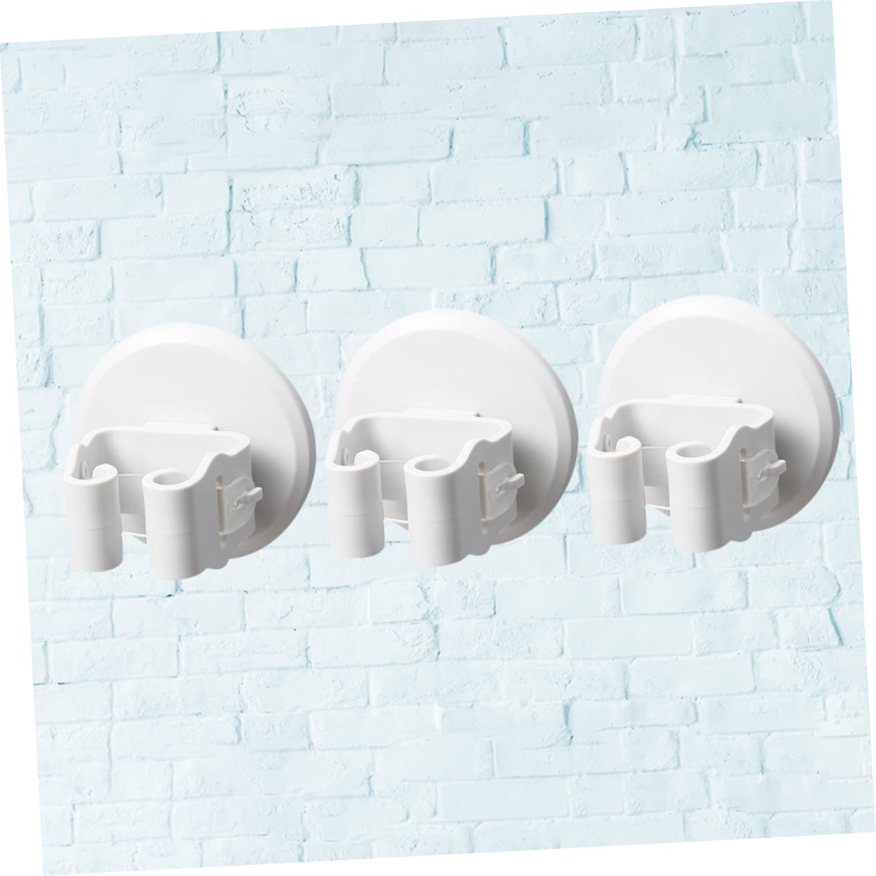 3pcs Wall Mounted Mop Broom Holder White Slip Suction Clips No Drill Storage Rack for Bathroom Kitchen Balcony Organizing Cleaning Tools