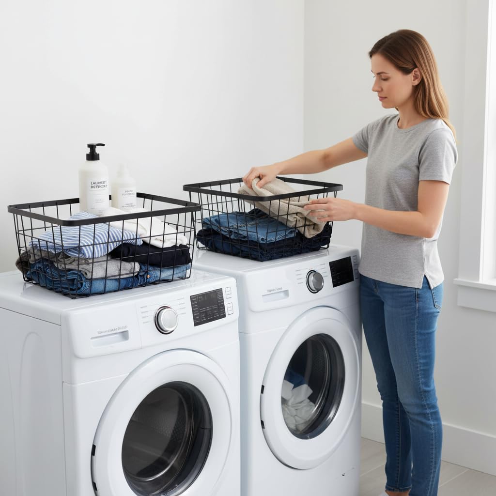 Kitchen Metal Wire Baskets with Handles Food Storage Organizer (4 Count)