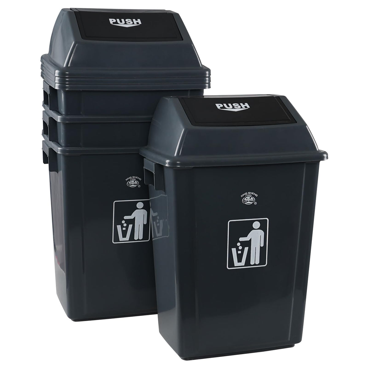 4 Pack 13 Gallon Plastic Kitchen Trash Can (4 Count)