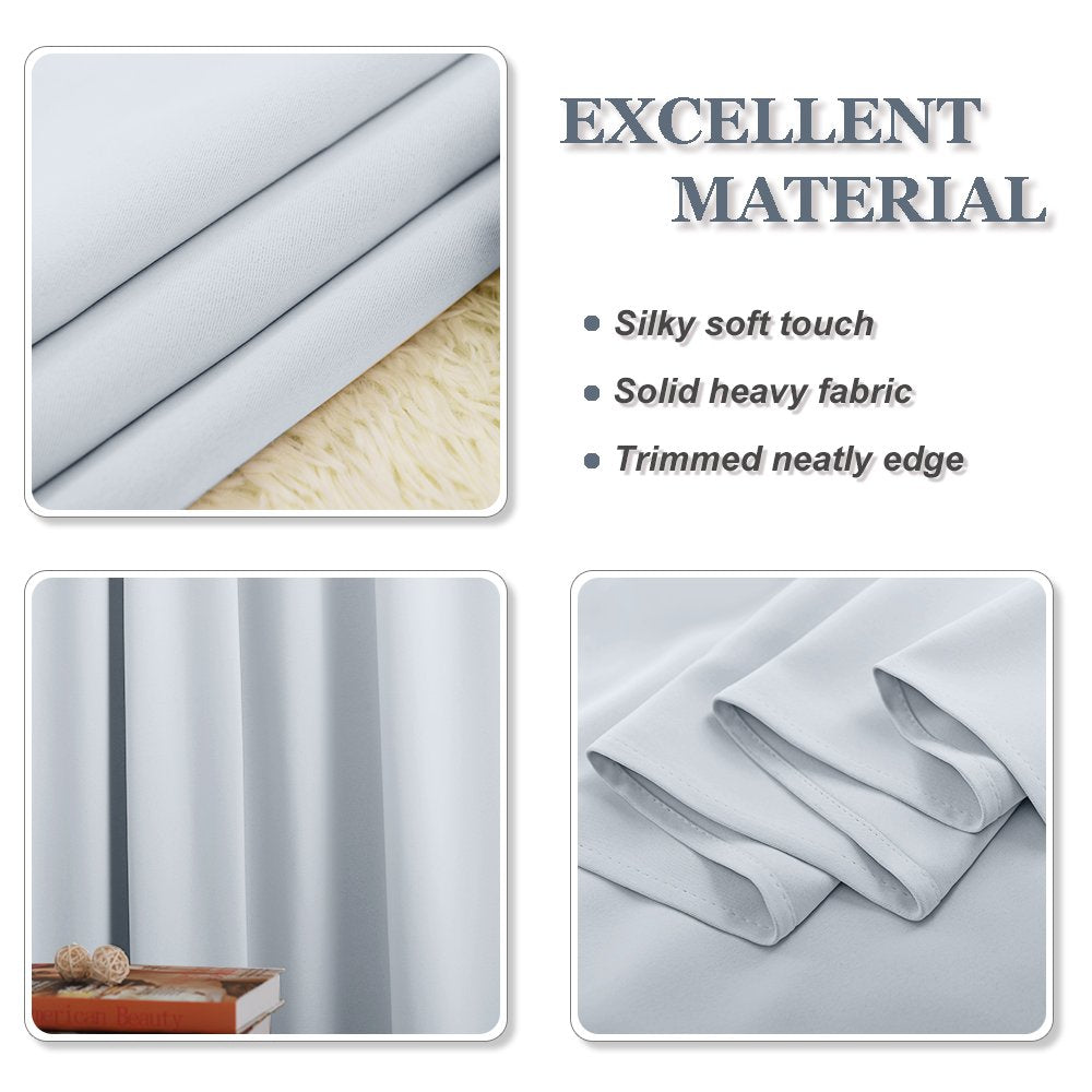 Greyish White Small Window Curtain Panels Room Darkening Curtain Tiers for Nursery with Top Grommet (2 Count)