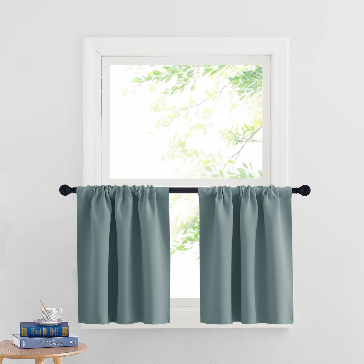 Cafe Blackout Curtains 24 inch Length