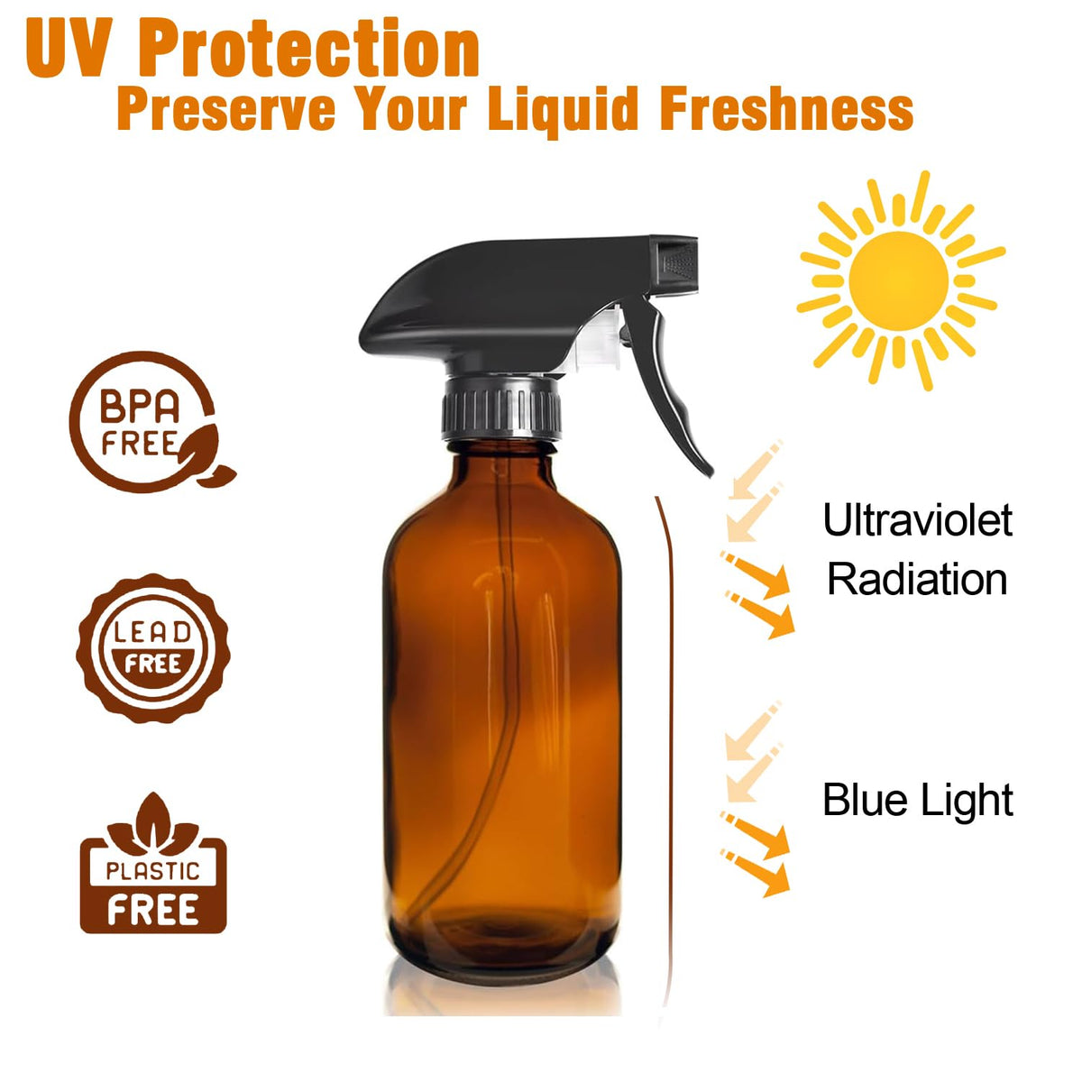 8oz Amber Glass Spray Bottles (2 Count)