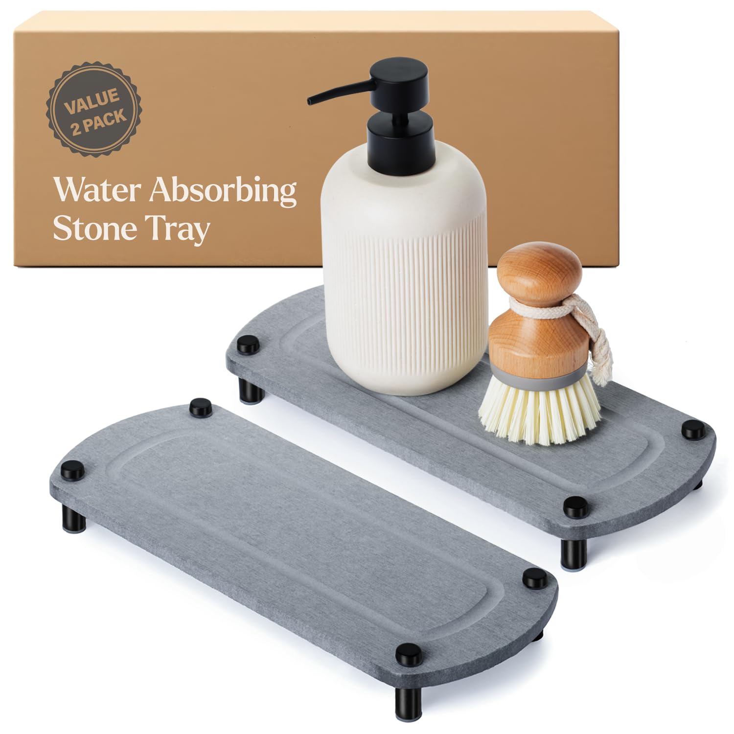 2PCS Absorbing Stone Soap Tray (2 Piece)