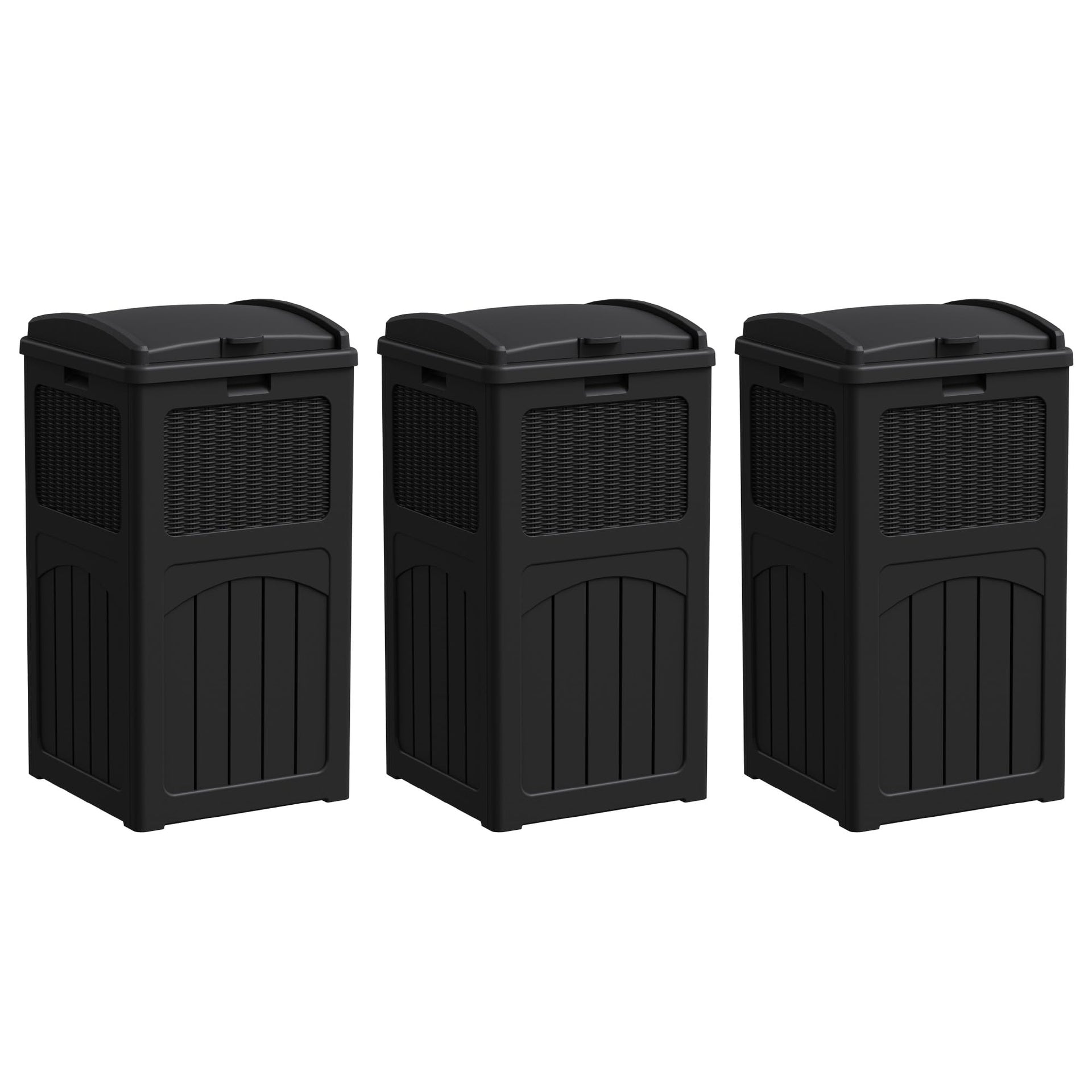 33 Gallon Outdoor Trash Can with Lid (3 Count)