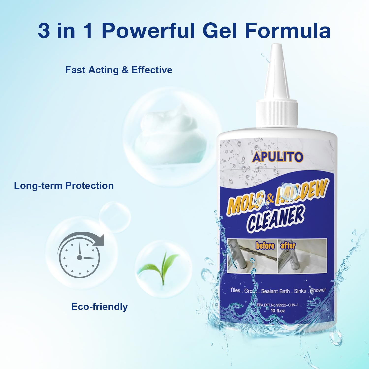 Household cleaner Gel for Bathroom Shower Kitchen Tile Sink Countertop 10 Fl Oz (20 Fl Oz)